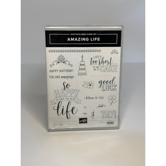 Pre-Used Stampin’ Up! Sale-A-Bration “Amazing Life” Set of 17 Photopolymer Stamp - Picture 1 of 7